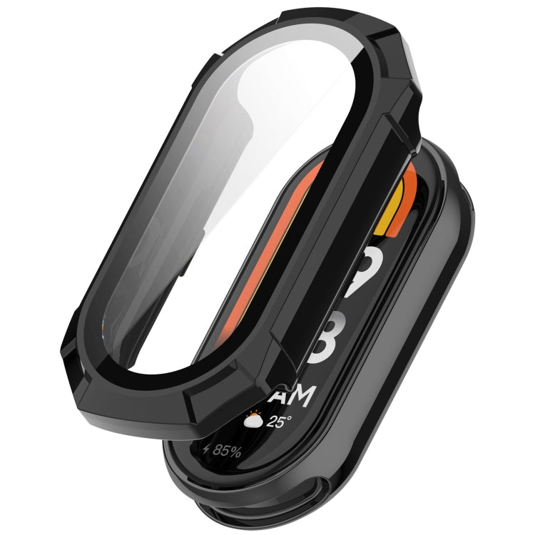 For Xiaomi Mi Band 8 PC + Tempered Glass Integrated Protective Watch Case(Black) - Smart Wear by PMC TechLife | Online Shopping South Africa | PMC TechLife