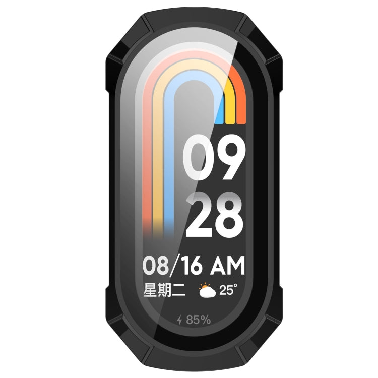 For Xiaomi Mi Band 8 PC + Tempered Glass Integrated Protective Watch Case(Black) - Smart Wear by PMC TechLife | Online Shopping South Africa | PMC TechLife