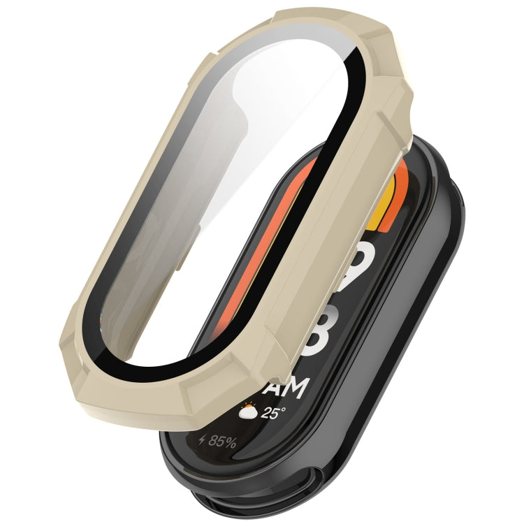 For Xiaomi Mi Band 8 PC + Tempered Glass Integrated Protective Watch Case(Ivory White) - Smart Wear by PMC TechLife | Online Shopping South Africa | PMC TechLife