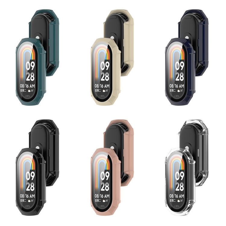 For Xiaomi Mi Band 8 PC + Tempered Glass Integrated Protective Watch Case(Ink Blue) - Smart Wear by PMC TechLife | Online Shopping South Africa | PMC TechLife