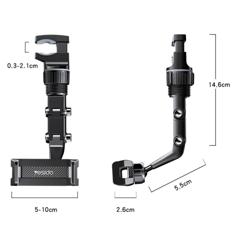 Yesido C192 Car Rearview Mirror Using Phone Holder(Black) - Universal Car Holders by Yesido | Online Shopping South Africa | PMC TechLife | Buy Now Pay Later Mobicred