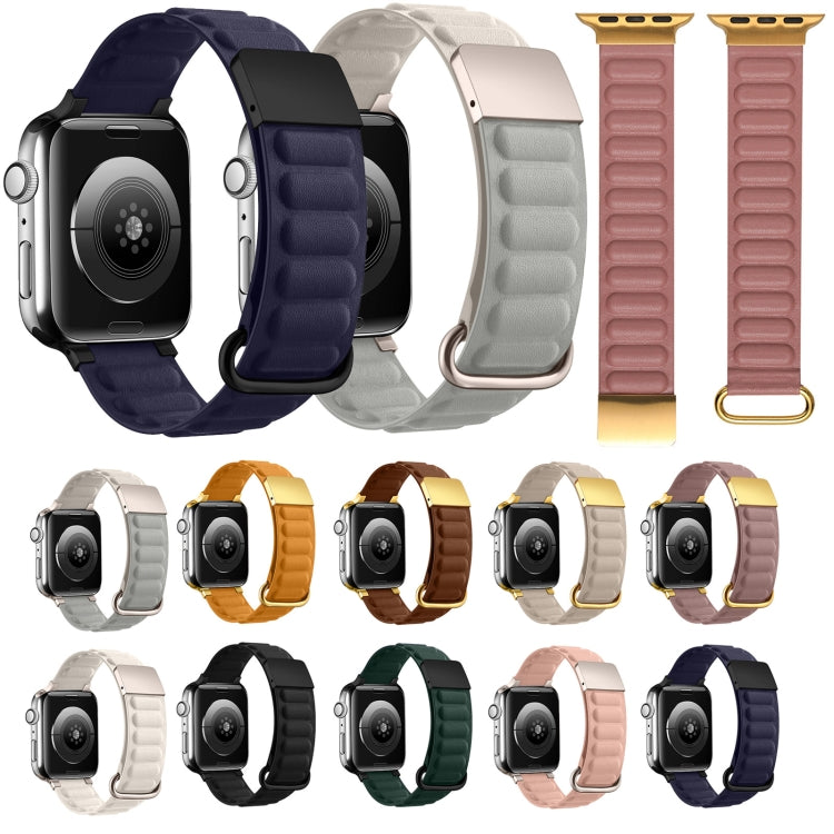 Magnetic Reverse Buckle Watch Band For Apple Watch Series 8&7 41mm(Rose Gold) - Smart Wear by PMC TechLife | Online Shopping South Africa | PMC TechLife
