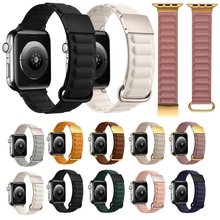Magnetic Reverse Buckle Watch Band For Apple Watch Series 8&7 45mm(Starlight Grey) - Smart Wear by PMC TechLife | Online Shopping South Africa | PMC TechLife