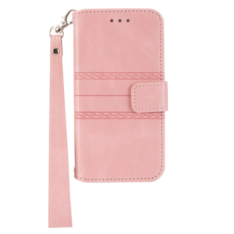For Samsung Galaxy A14 5G Embossed Stripes Skin Feel Leather Phone Case(Pink) - free shipping - PMC TechLife - Order now!
