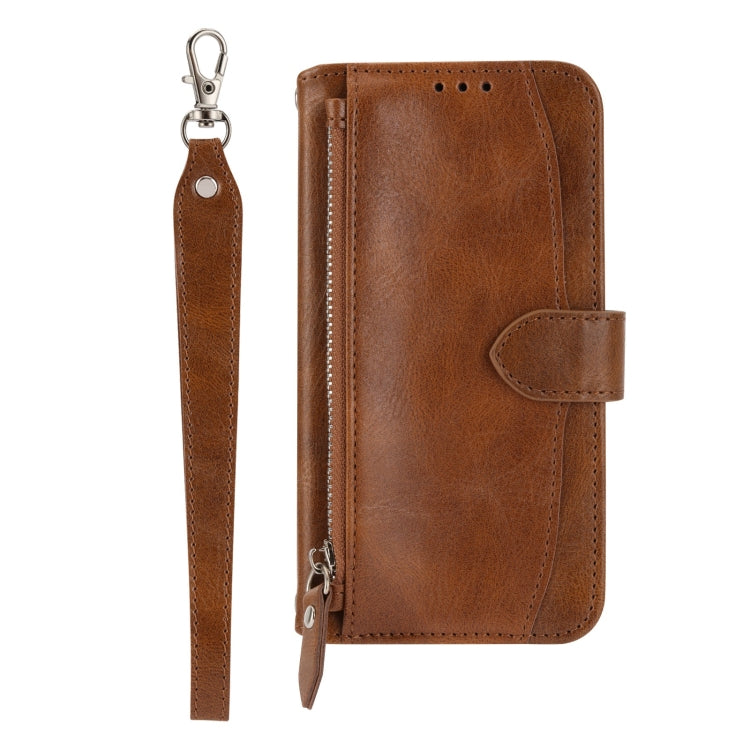 For Xiaomi Redmi 12C Oil Skin Zipper Wallet Leather Phone Case(Brown) - free shipping - PMC TechLife - Order now!