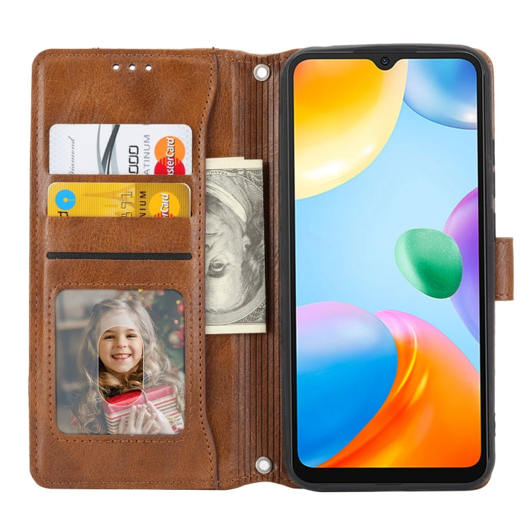 For Xiaomi Redmi 12C Oil Skin Zipper Wallet Leather Phone Case(Brown) - free shipping - PMC TechLife - Order now!