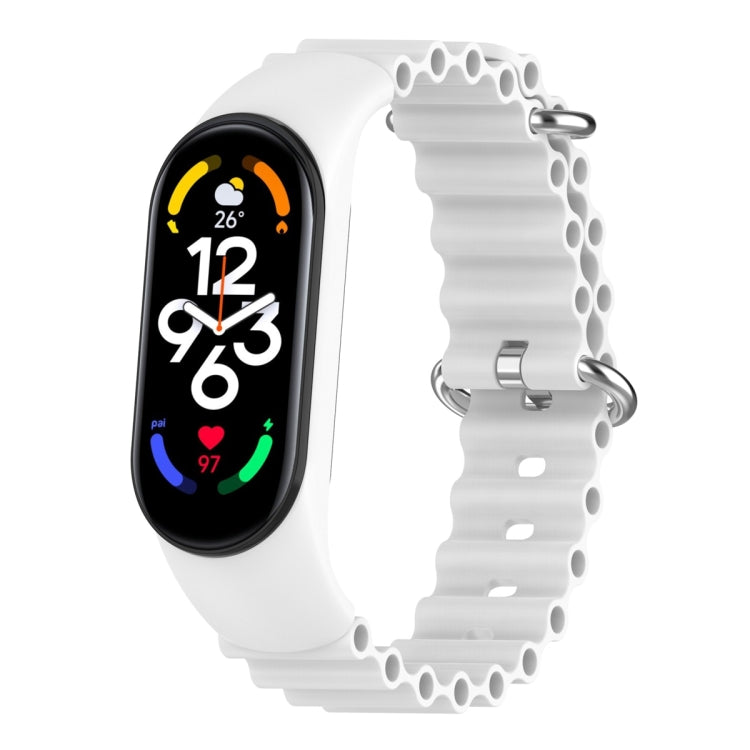 For Xiaomi Mi Band 7 / 6 / 5 / 4 / 3 Solid Color Marine Silicone Breathable Watch Band(White) - Smart Wear by PMC TechLife | Online Shopping South Africa | PMC TechLife