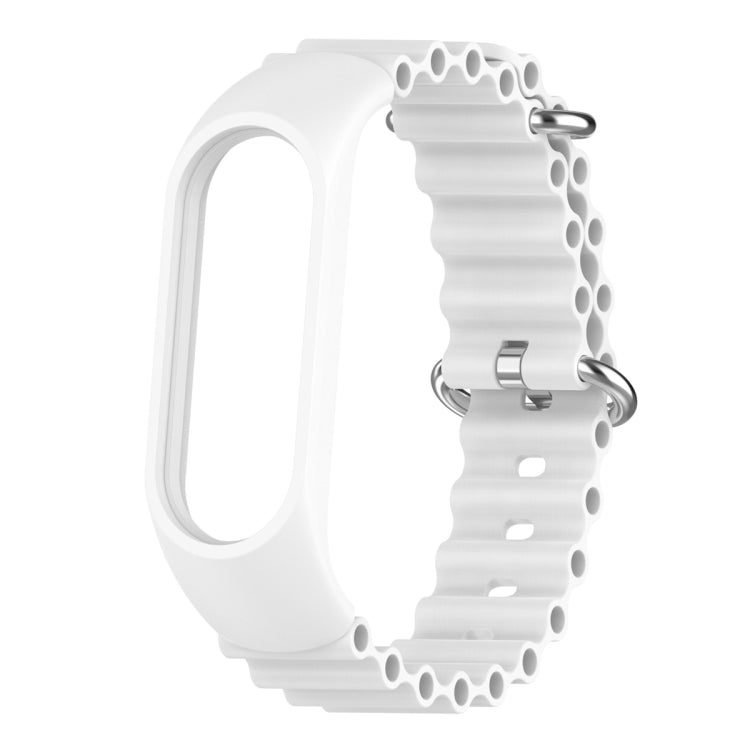 For Xiaomi Mi Band 7 / 6 / 5 / 4 / 3 Solid Color Marine Silicone Breathable Watch Band(White) - Smart Wear by PMC TechLife | Online Shopping South Africa | PMC TechLife