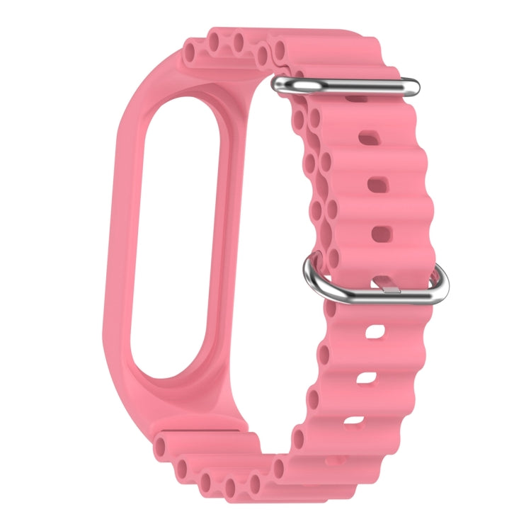 For Xiaomi Mi Band 7 / 6 / 5 / 4 / 3 Solid Color Marine Silicone Breathable Watch Band(Pink) - Smart Wear by PMC TechLife | Online Shopping South Africa | PMC TechLife