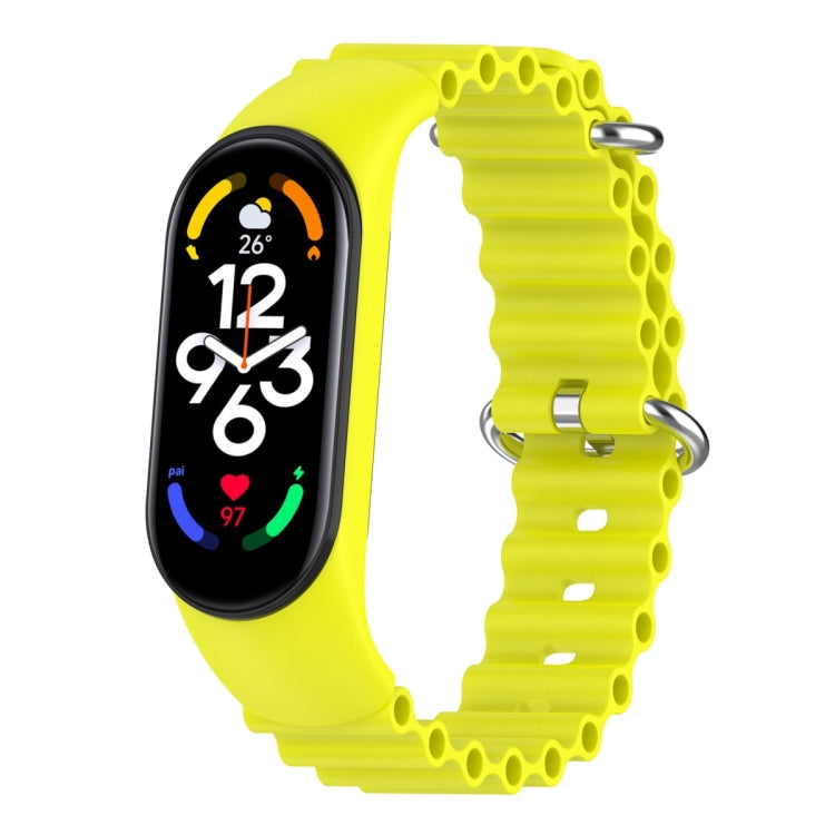 For Xiaomi Mi Band 7 / 6 / 5 / 4 / 3 Solid Color Marine Silicone Breathable Watch Band(Bright Yellow) - Smart Wear by PMC TechLife | Online Shopping South Africa | PMC TechLife