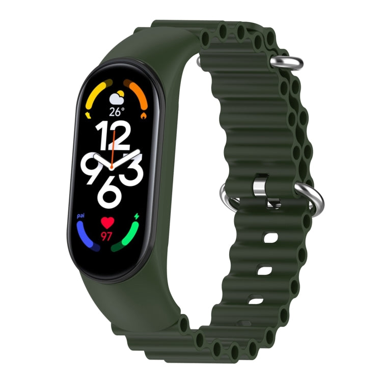For Xiaomi Mi Band 7 / 6 / 5 / 4 / 3 Solid Color Marine Silicone Breathable Watch Band(Green) - Smart Wear by PMC TechLife | Online Shopping South Africa | PMC TechLife