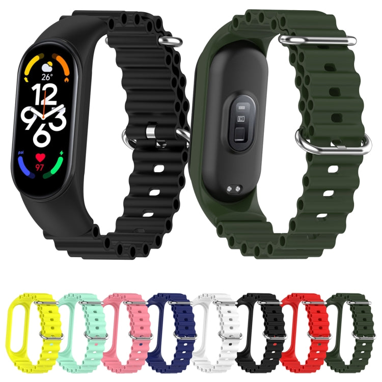 For Xiaomi Mi Band 7 / 6 / 5 / 4 / 3 Solid Color Marine Silicone Breathable Watch Band(Red) - Smart Wear by PMC TechLife | Online Shopping South Africa | PMC TechLife