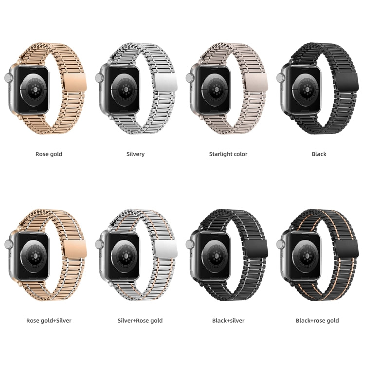 Chain Magnetic Stainless Steel Watch Band For Apple Watch Series 8&7 41mm / SE 2&6&SE&5&4 40mm / 3&2&1 38mm(Silver+Rose Gold) - Smart Wear by PMC TechLife | Online Shopping South Africa | PMC TechLife