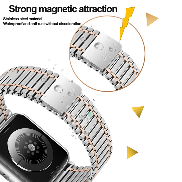 Chain Magnetic Stainless Steel Watch Band For Apple Watch Series 8&7 41mm / SE 2&6&SE&5&4 40mm / 3&2&1 38mm(Starlight Color) - Smart Wear by PMC TechLife | Online Shopping South Africa | PMC TechLife
