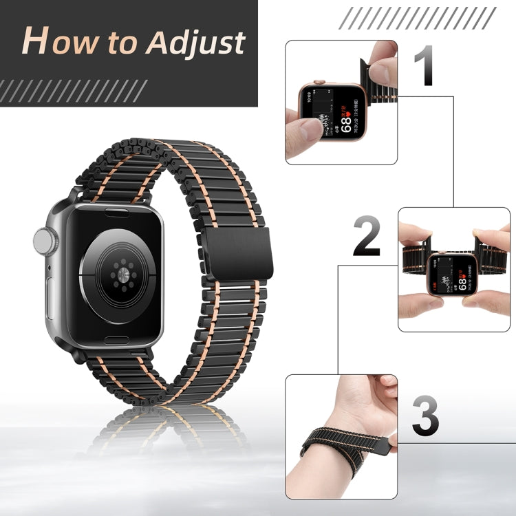 Chain Magnetic Stainless Steel Watch Band For Apple Watch Series 8&7 41mm / SE 2&6&SE&5&4 40mm / 3&2&1 38mm(Rose Gold+Silver) - Smart Wear by PMC TechLife | Online Shopping South Africa | PMC TechLife