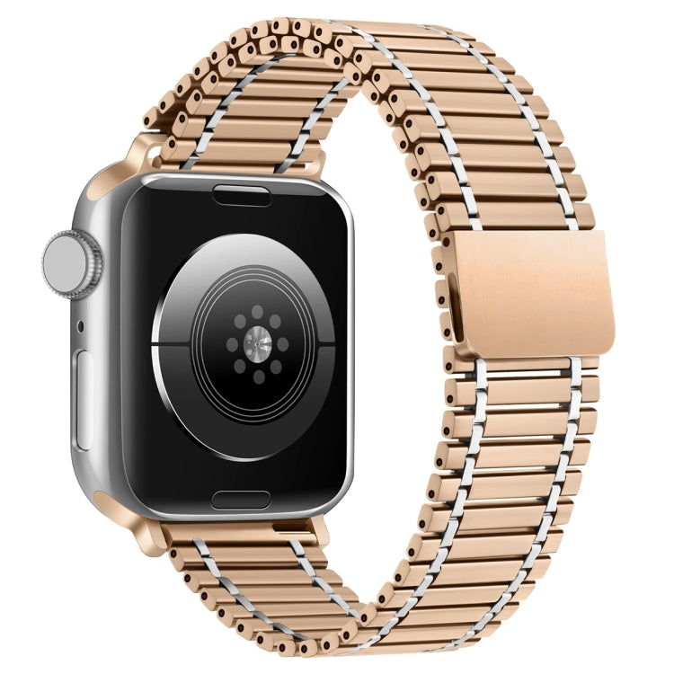 Chain Magnetic Stainless Steel Watch Band For Apple Watch Ultra 49mm / Series 8&7 45mm / SE 2&6&SE&5&4 44mm / 3&2&1 42mm(Rose Gold+Silver) - Smart Wear by PMC TechLife | Online Shopping South Africa | PMC TechLife