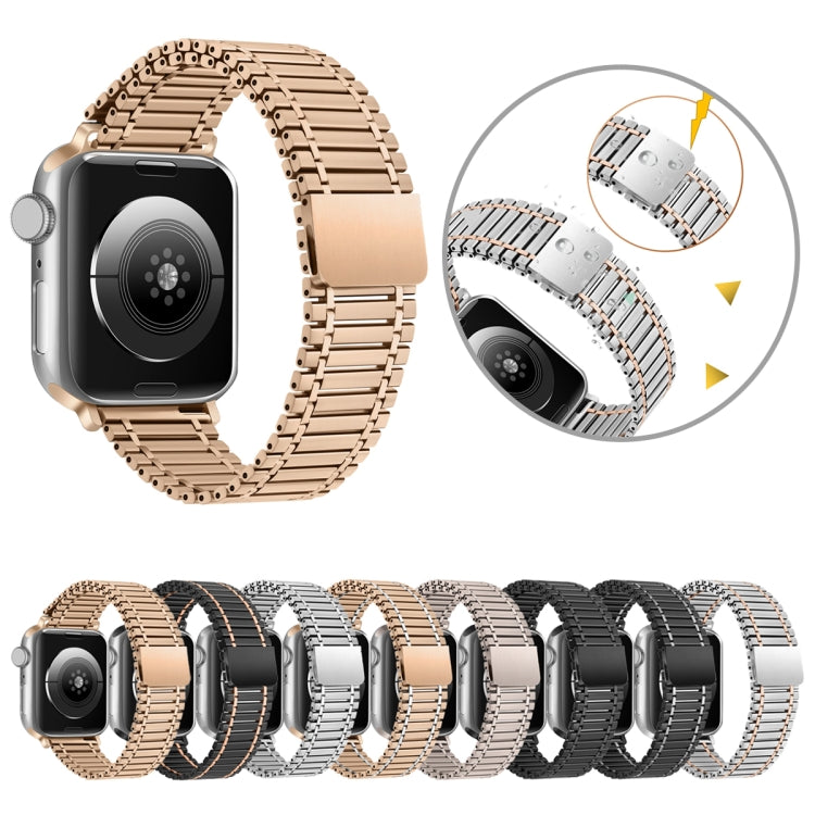 Chain Magnetic Stainless Steel Watch Band For Apple Watch Ultra 49mm / Series 8&7 45mm / SE 2&6&SE&5&4 44mm / 3&2&1 42mm(Black+Silver) - Smart Wear by PMC TechLife | Online Shopping South Africa | PMC TechLife