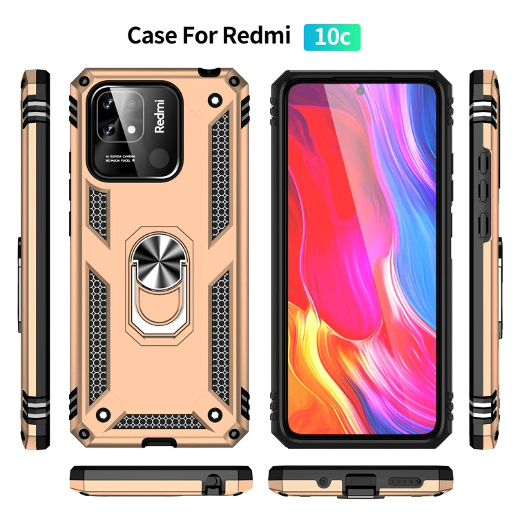 For Xiaomi Redmi 12C / 11A Shockproof TPU + PC Phone Case with Holder(Gold) - free shipping - PMC TechLife - Order now!