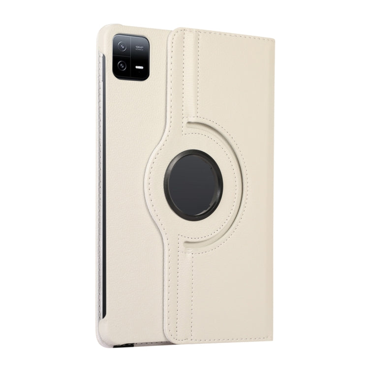 For Xiaomi Pad 6 / Pad 6 Pro 360 Degree Rotation Litchi Texture Leather Tablet Case(White) - free shipping - PMC TechLife - Order now!