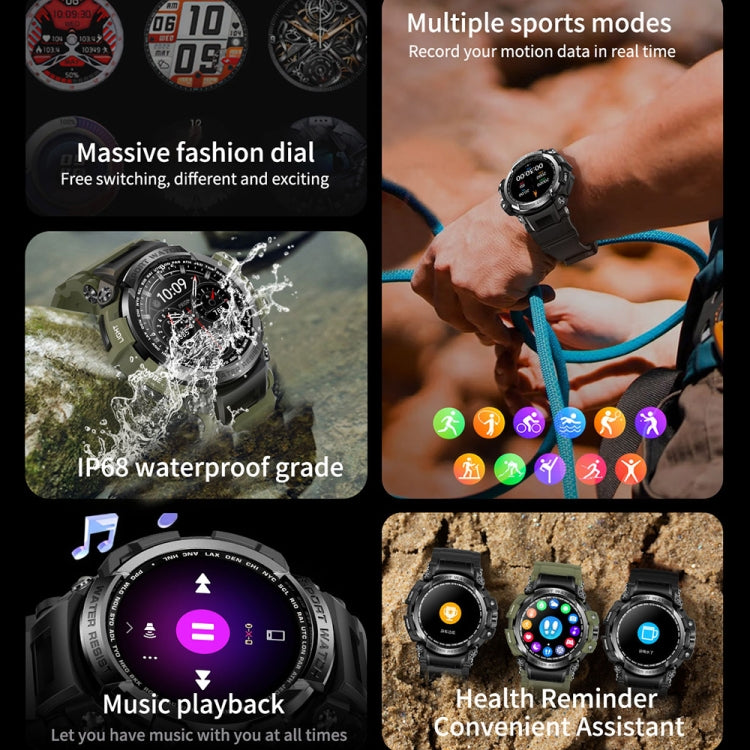 LC16 1.32 inch IP68 Waterproof Sports Outdoor Sport Smart Watch, Support Bluetooth Calling / Heart Rate Monitoring(Black) - Smart Wear by PMC TechLife | Online Shopping South Africa | PMC TechLife