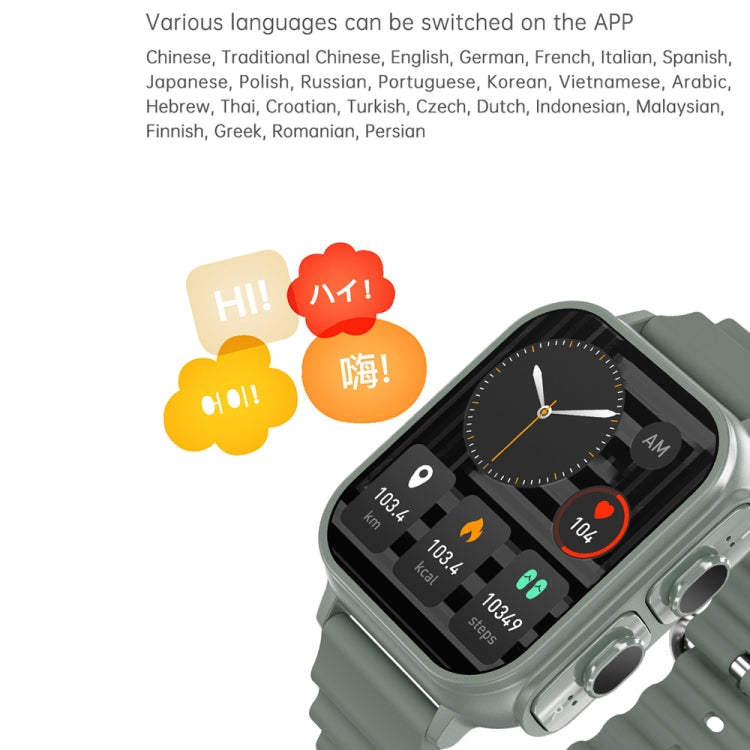 N22 2 in 1 1.96 inch HD Display Sport Bluetooth Call Earphone Smart Watch(Green) - Smart Wear by PMC TechLife | Online Shopping South Africa | PMC TechLife