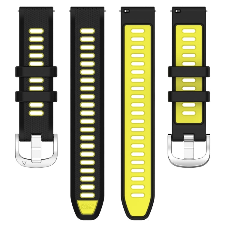 For Garmin Forerunner 265S 18mm Sports Two-Color Steel Buckle Silicone Watch Band(Black+Lime Green) - Smart Wear by PMC TechLife | Online Shopping South Africa | PMC TechLife