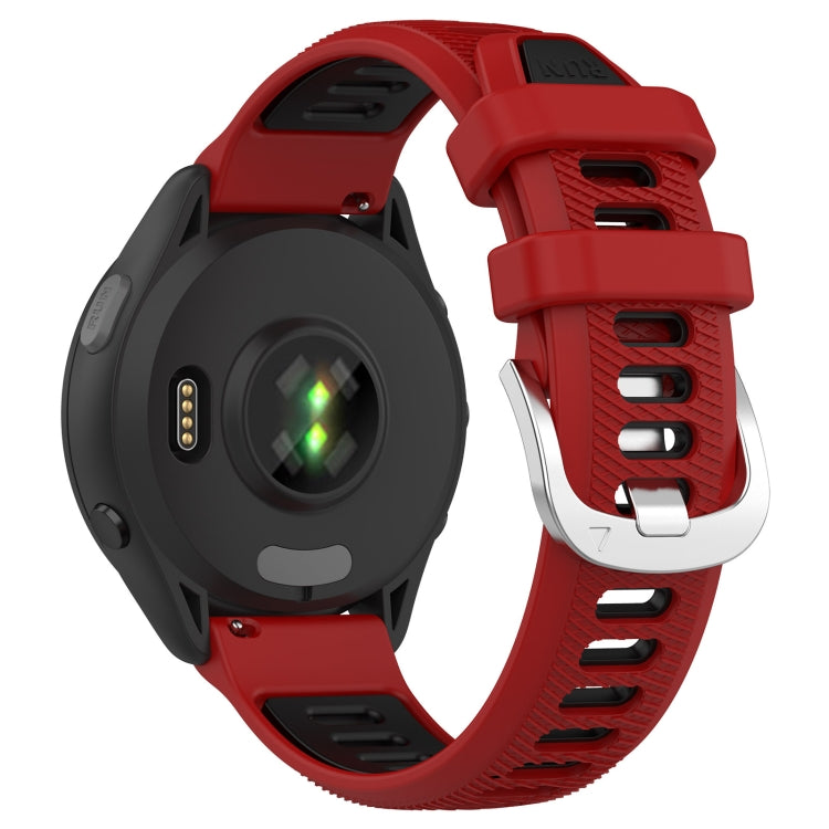 For Garmin Forerunner 265S 18mm Sports Two-Color Steel Buckle Silicone Watch Band(Red+Black) - Smart Wear by PMC TechLife | Online Shopping South Africa | PMC TechLife