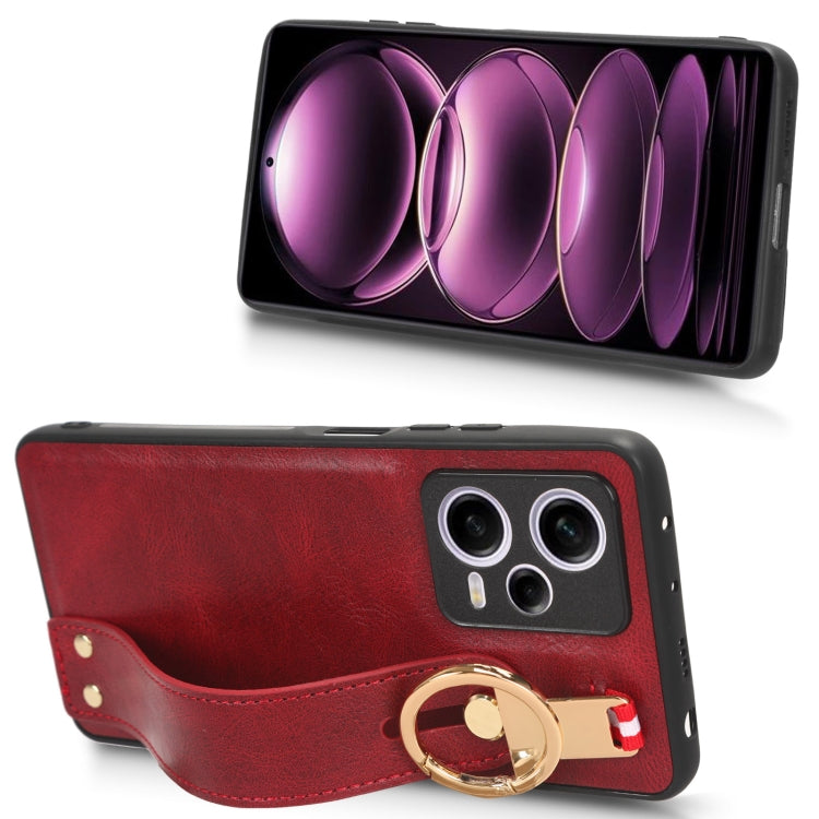 For Redmi Note 12 Pro 5G Global Wristband Leather Back Phone Case(Red) - free shipping - PMC TechLife - Order now!