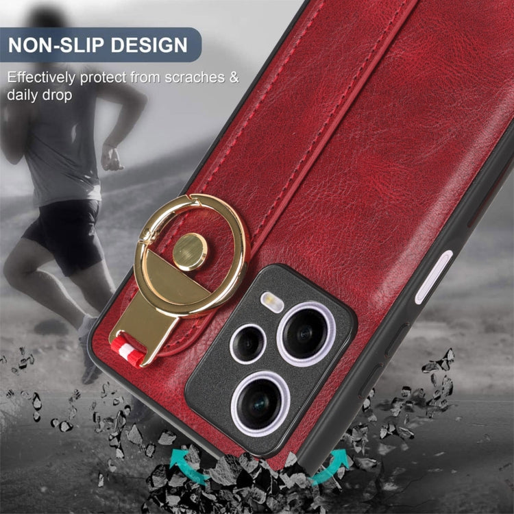 For Redmi Note 12 Pro 5G Global Wristband Leather Back Phone Case(Red) - free shipping - PMC TechLife - Order now!