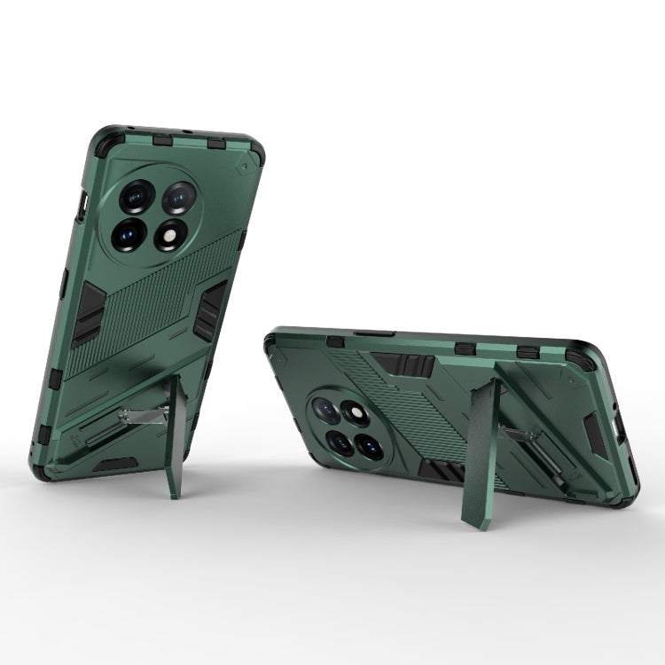For OnePlus 11 5G Punk Armor 2 in 1 PC + TPU Shockproof Phone Case with Invisible Holder(Green) - OnePlus Cases by PMC TechLife | Online Shopping South Africa | PMC TechLife | Buy Now Pay Later Mobicred