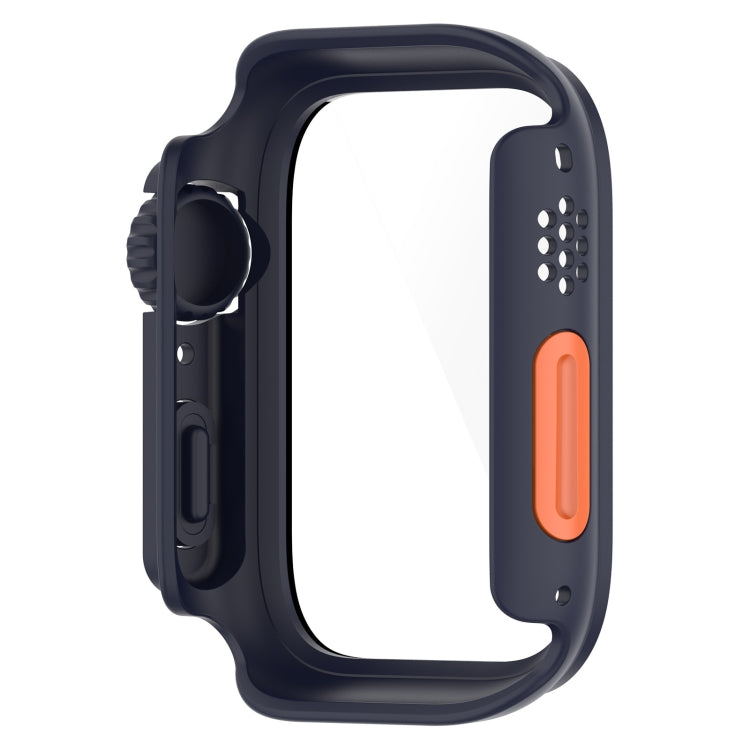 For Apple Watch Series 8 & 7 41mm Tempered Film + PC Integrated Watch Protective Case(Midnight Blue) -  by PMC TechLife | Online Shopping South Africa | PMC TechLife