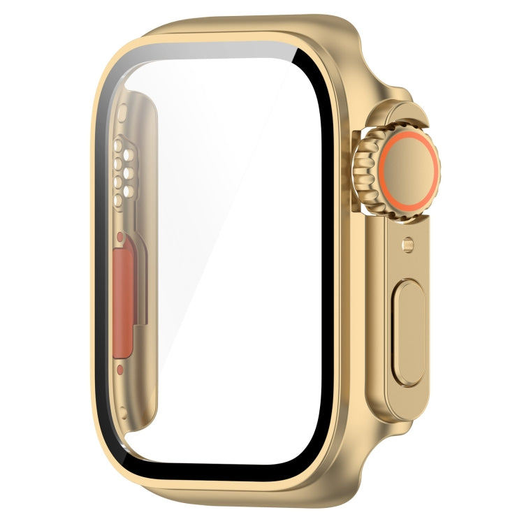 For Apple Watch Series 8 & 7 41mm Tempered Film + PC Integrated Watch Protective Case(Champagne Gold) - Watch Cases by PMC TechLife | Online Shopping South Africa | PMC TechLife