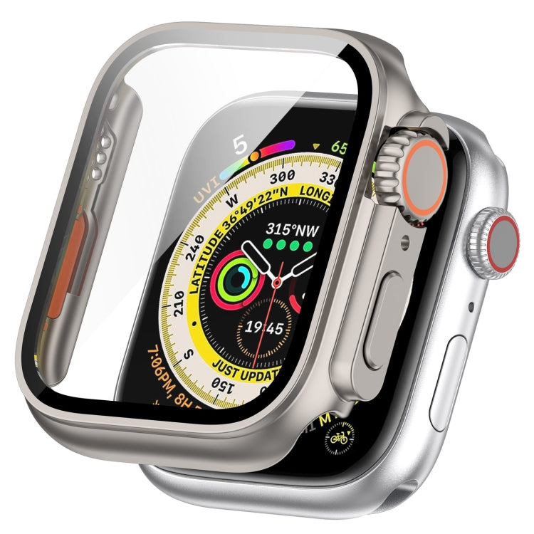 For Apple Watch Series 8 & 7 41mm Tempered Film + PC Integrated Watch Protective Case(Starlight Color) - Watch Cases by PMC TechLife | Online Shopping South Africa | PMC TechLife