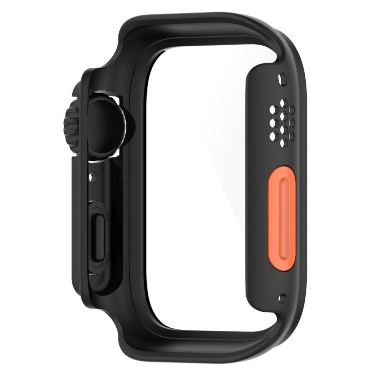 For Apple Watch Series 8 & 7 45mm Tempered Film + PC Integrated Watch Protective Case(Black) -  by PMC TechLife | Online Shopping South Africa | PMC TechLife