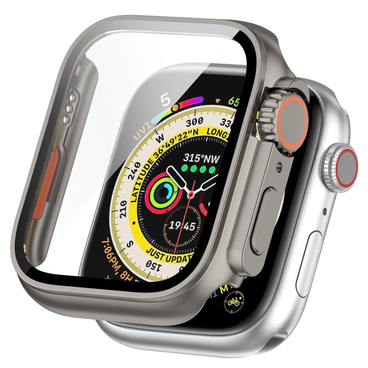 For Apple Watch Series 8 & 7 45mm Tempered Film + PC Integrated Watch Protective Case(Titanium Steel) -  by PMC TechLife | Online Shopping South Africa | PMC TechLife