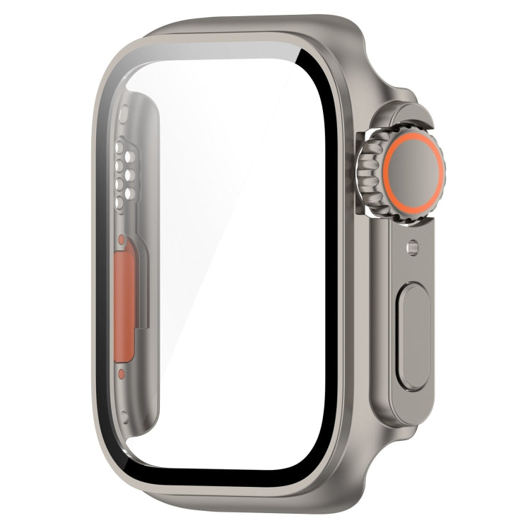 For Apple Watch Series 8 & 7 45mm Tempered Film + PC Integrated Watch Protective Case(Titanium Steel) -  by PMC TechLife | Online Shopping South Africa | PMC TechLife