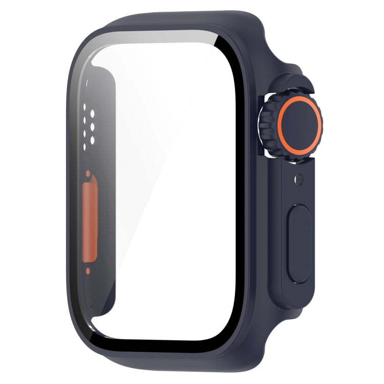 For Apple Watch Series 8 & 7 45mm Tempered Film + PC Integrated Watch Protective Case(Midnight Blue) -  by PMC TechLife | Online Shopping South Africa | PMC TechLife