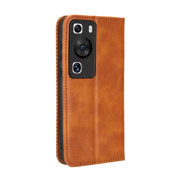 For Huawei P60 / P60 Pro Magnetic Buckle Retro Texture Leather Phone Case(Brown) - free shipping - PMC TechLife - Order now!