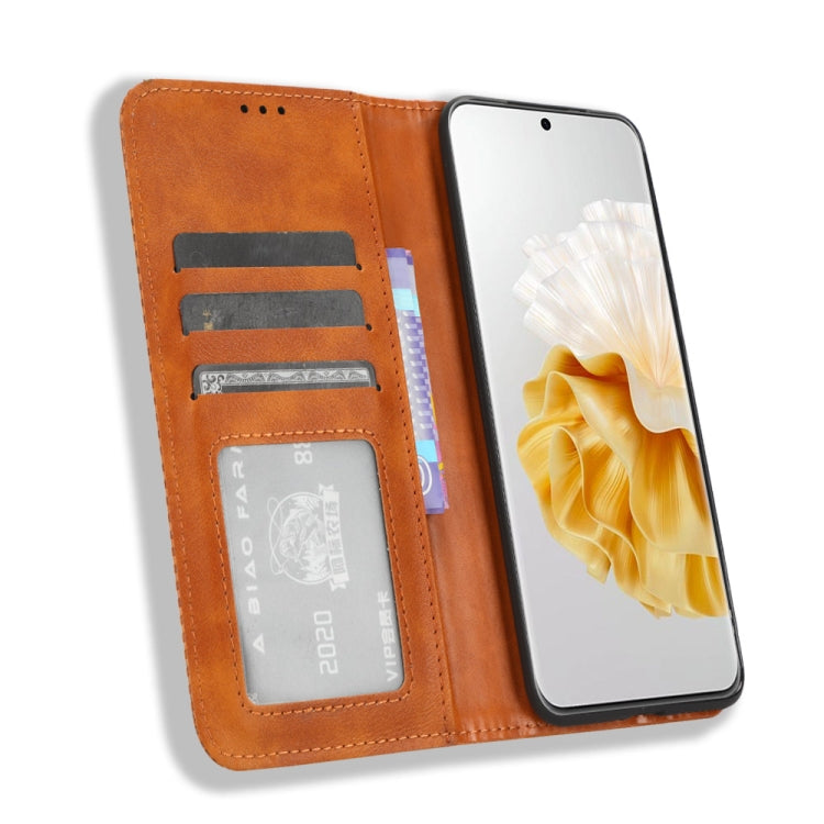 For Huawei P60 / P60 Pro Magnetic Buckle Retro Texture Leather Phone Case(Brown) - free shipping - PMC TechLife - Order now!