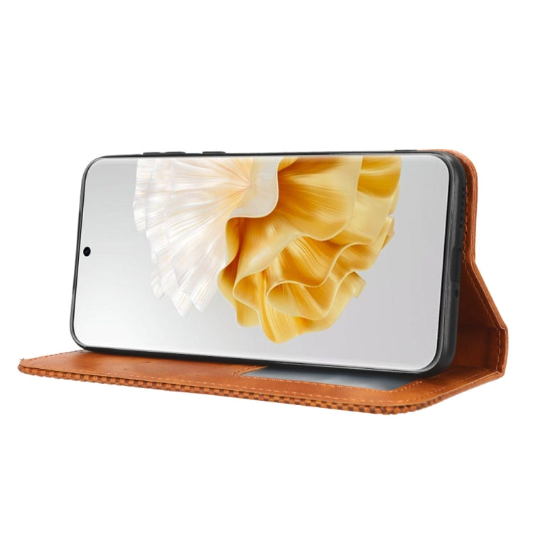 For Huawei P60 / P60 Pro Magnetic Buckle Retro Texture Leather Phone Case(Brown) - free shipping - PMC TechLife - Order now!