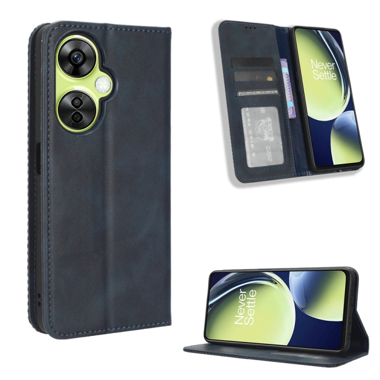 For OnePlus Nord CE 3 Lite Magnetic Buckle Retro Texture Leather Phone Case(Blue) - free shipping - PMC TechLife - Order now!