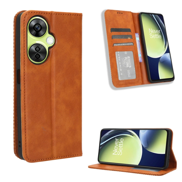 For OnePlus Nord CE 3 Lite Magnetic Buckle Retro Texture Leather Phone Case(Brown) - free shipping - PMC TechLife - Order now!