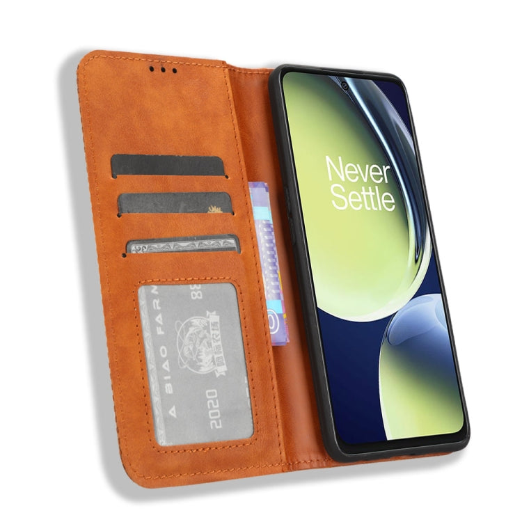 For OnePlus Nord CE 3 Lite Magnetic Buckle Retro Texture Leather Phone Case(Brown) - free shipping - PMC TechLife - Order now!