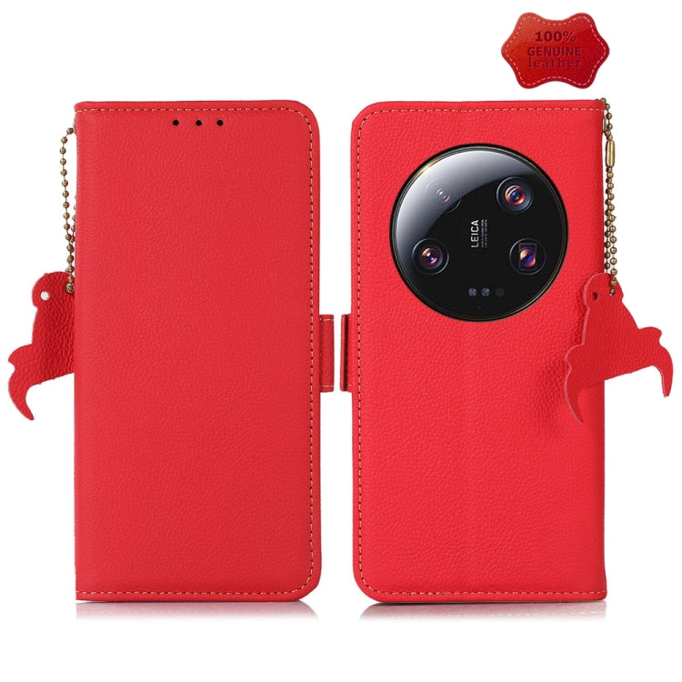 For Xiaomi 13 Ultra Side-Magnetic TJ Genuine Leather RFID Phone Case(Red) - 13 Ultra Cases by PMC TechLife | Online Shopping South Africa | PMC TechLife