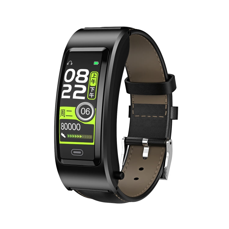 B7 Bluetooth Earphone Smart Bracelet, Support Sleep Monitoring / Blood Oxygen Monitoring / Heart Rate Monitoring(Black + Black Leather Belt) - Smart Wristbands by PMC TechLife | Online Shopping South Africa | PMC TechLife