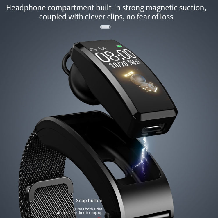 B7 Bluetooth Earphone Smart Bracelet, Support Sleep Monitoring / Blood Oxygen Monitoring / Heart Rate Monitoring(Silver + Silver Steel Chain) - Smart Wristbands by PMC TechLife | Online Shopping South Africa | PMC TechLife