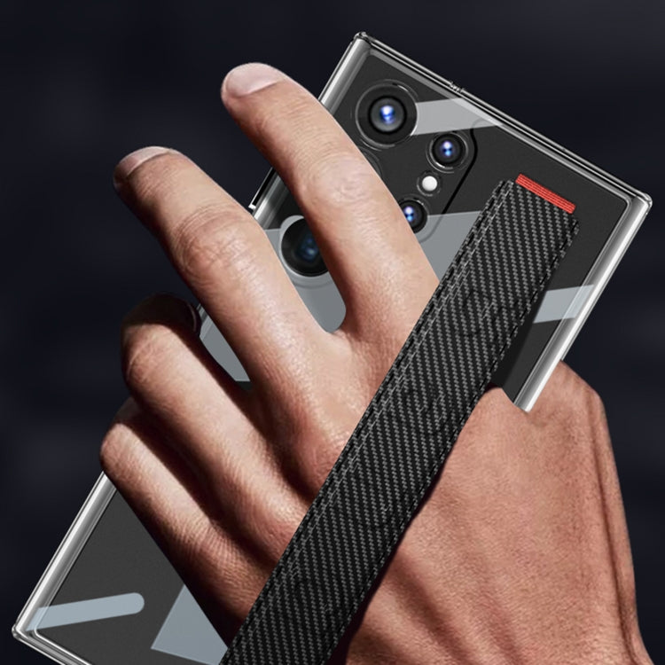 For Samsung Galaxy S23 Ultra GKK TPU + PC + Wrist Strap Transparent Shockproof Phone Case(Black) - free shipping - PMC TechLife - Order now!