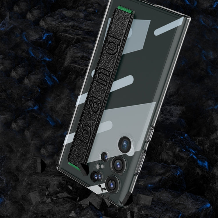 For Samsung Galaxy S23 Ultra GKK TPU + PC + Wrist Strap Transparent Shockproof Phone Case(Black) - free shipping - PMC TechLife - Order now!