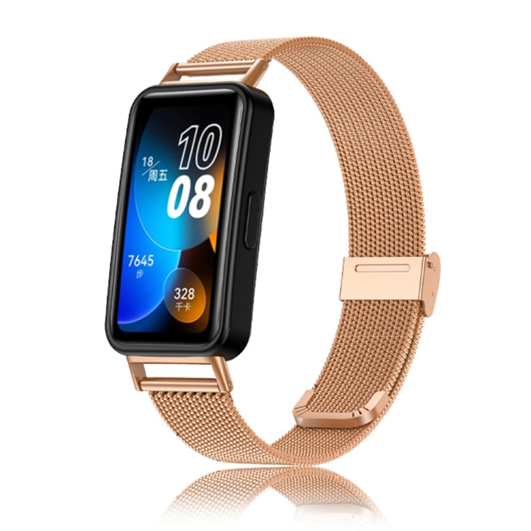For Huawei Band 8 16mm Milan Stainless Steel Metal Mesh Watch Band(Rose Gold) -  by PMC TechLife | Online Shopping South Africa | PMC TechLife