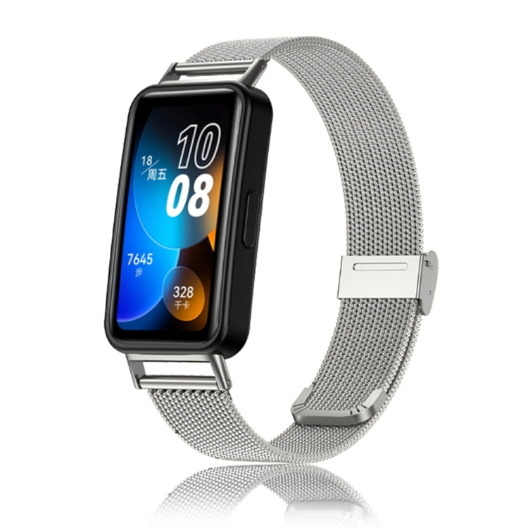 For Huawei Band 8 16mm Milan Stainless Steel Metal Mesh Watch Band(Silver) - Watch Bands by PMC TechLife | Online Shopping South Africa | PMC TechLife